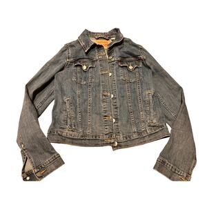 Levi’s Women’s Denim Trucker Jacket Blue Jean‎ Button Front Cropped